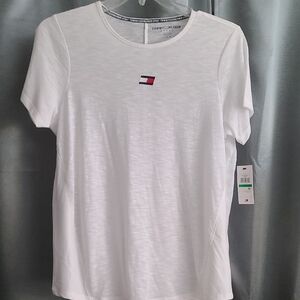 Tommy Hilfiger - Sport Sides White Tee with Embroidered Logo NWT